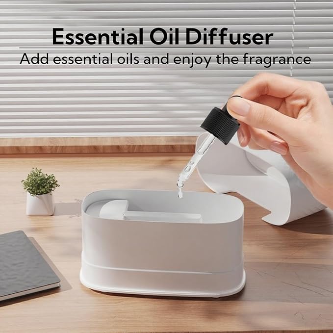 Portable Small Humidifier Dual Nozzle - Large Cool Mist Humidifiers Double Spray Ports, Water Shortage Protection, Ultra-Quiet, Mini Humidifier for Bedroom Plants Office Car Travel (Flame Wood)