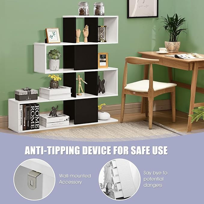 Tangkula 8 Cubes Bookshelf, Modern Ladder Corner Bookcase, 8-Cube Open Stepped Storage Bookcase, 5-Tier Display Shelf for Home Office, 47 x 8 x 43 Inch, Living Room Divider Booksheif