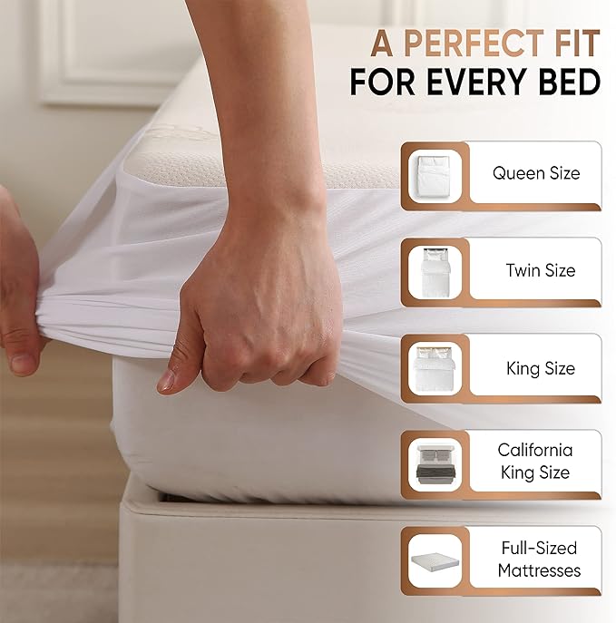 Waterproof Organic Mattress Protector Twin XL – Soft Organic Cotton Top – Noiseless & Breathable 250 GSM Pad Cover – Deep Pocket Fitted Design