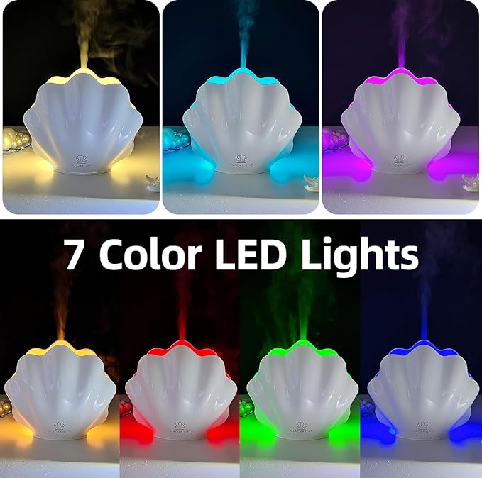 Essential Oil Diffuser 260ML, Shell Aroma Diffuser with Remote Control, 7 Colors LED Night Light for Bedroom Home Relaxation