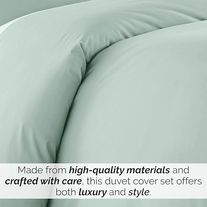 Southshore Fine Living Inc. Premium Collection Oversized Queen Duvet Cover Set, Easy Care Soft Duvet Cover Full Size, 3-Piece With Two Matching Shams (98 In Wide X 98 In Long), Full/Queen, Light Green
