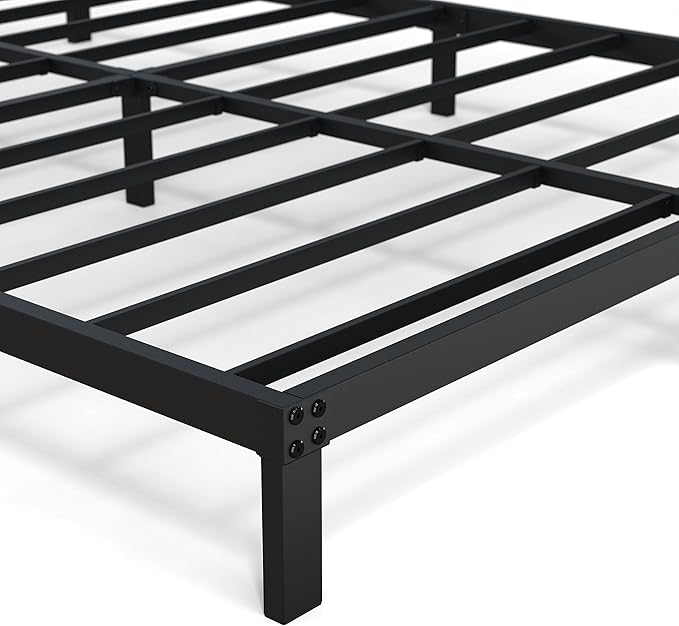8 Inch Cal King Bed Frame No Box Spring Needed, Heavy Duty California King Metal Platform Support Up to 3000 lbs with Steel Slat, Easy Assembly, Noise Free, Black