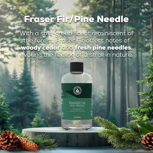 Aroma Country Fraser Fir Christmas Tree Diffuser Oil - Luxury Essential Oils for Diffuser Refill & Air Freshener Room Spray - Natural Home Fragrance, Pine Needle Scented Oil for Diffusers (8.5 Fl. oz)