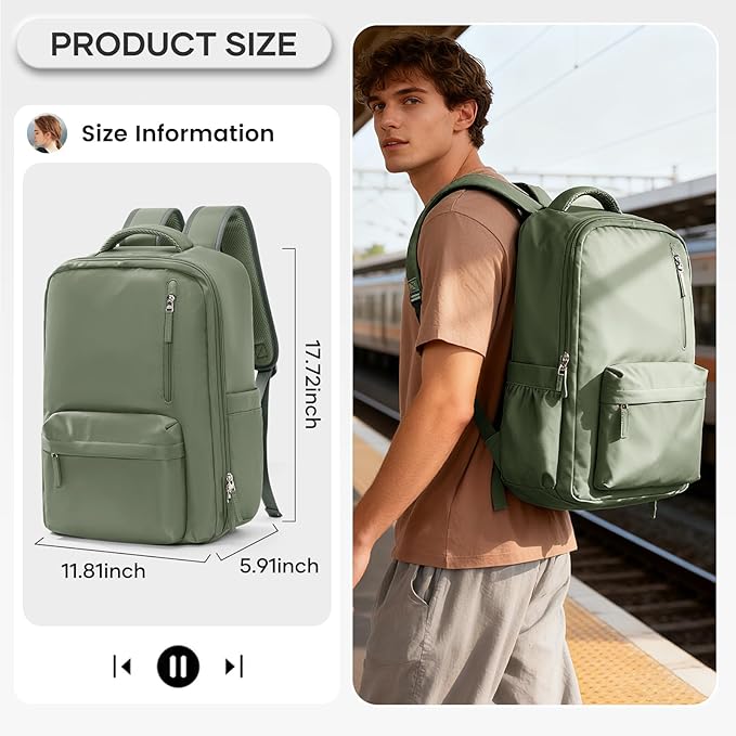 Vacuum Compression Backpack, Travel Vacuum Backpack with Electric Vacpack Pump, Flight Approved Carry On Personal Item Suitcase Luggage for Men Women, Green
