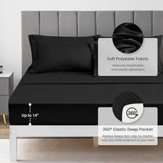 Love's cabin Full Comforter Set Black, 7 Pieces Full Bed in a Bag, All Season Bedding Sets with 1 Comforter, 1 Flat Sheet, 1 Fitted Sheet, 2 Pillowcase and 2 Pillow Sham