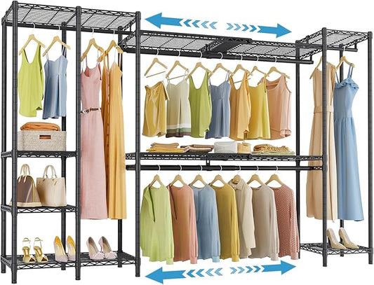 VIPEK X40 Expandable Large Reach-in Closet Rack Adjustable from 6'4" to 8'2'' with Extendable Shelves and Hanger Rods, Walk-in Clothes Rack Mental Freestanding Clothing Racks, Max Load 1240LBS, Black