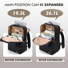 Stylish Laptop Backpack for Women Airline Approved Perfect for Work College and Travel Multi-Functional Casual Daypack Fits 17.3 Inch Notebook (Black)