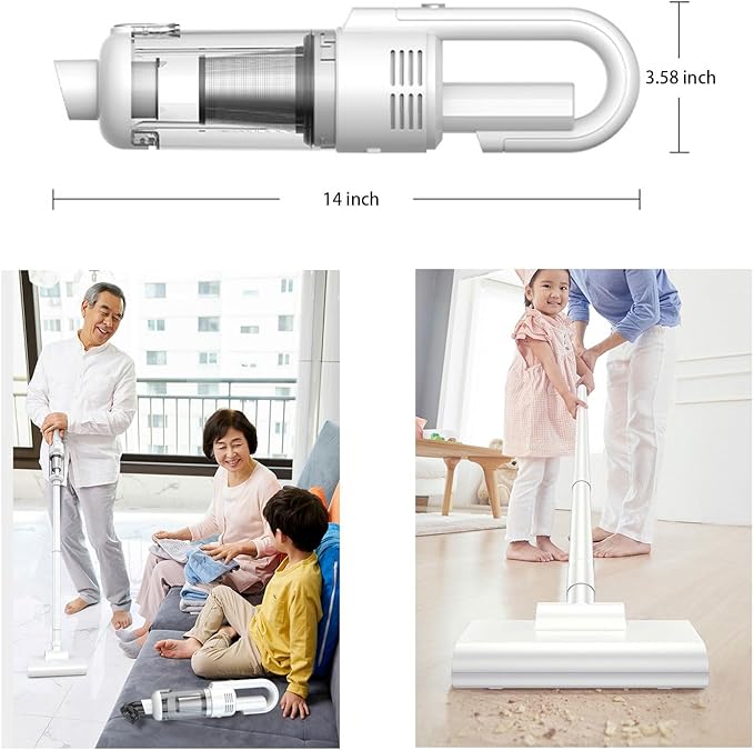 Cordless Rechargeable Vacuum Cleaner Stick Small Light Weight Hand Portable Compact Hepa Filter High Power Mini for College Dorm Room Small Office Home RV Carpet Pet Hair Car