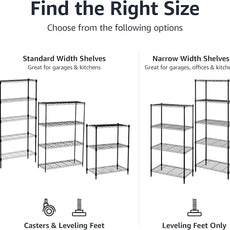 Amazon Basics 4-Shelf Adjustable, Heavy Duty Storage Shelving Unit on 3'' Wheel Casters, Metal Organizer Wire Rack, 36
