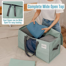 VENO 2 Pack Moving Bags, Christmas Storage Bins, Moving Boxes Alternative, Comforter and Blanket Storage Bags, College Dorm Packing Supplies, Foldable Heavy-Duty Tote (Light Green Matte, 2 Pack)