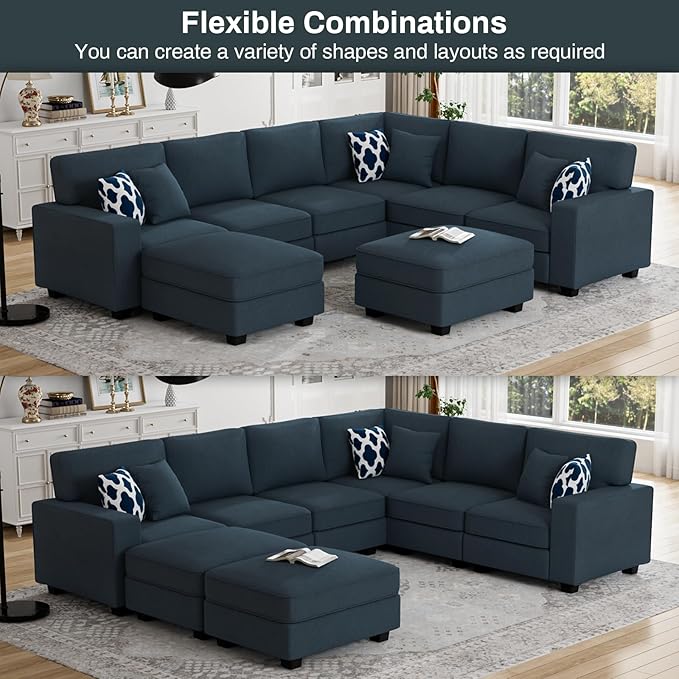 Legend Vansen Modular Sectional Sofa U Shaped Couch with Ottoman Modern Reversible Corner Sectional Couch for Living Room (Charcoal, U Shaped Sofa-3)