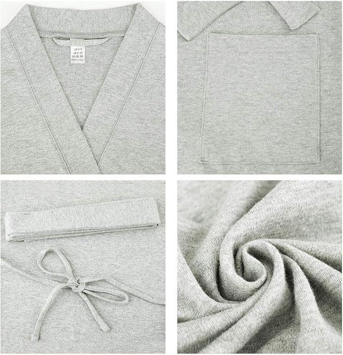 U2SKIIN Womens Robes, 100% Cotton Lightweight Robes 3/4 Sleeves Kimono Knit Soft Loungewear Short Bathrobe