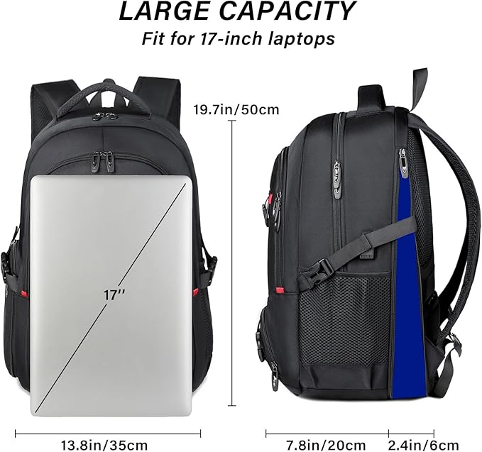 Gym Backpack For Men Women, 45L Expandable Travel Backpack with Shoe Compartment, Water Resistant Workout Sports Bag with USB Port Fit 17 Inch Laptop, Ideal for Gym, Sports, Camping, Hiking