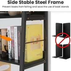 Himimi Black Ladder Bookshelf, 5 Shelf Bookcase Industrial Bookshelf Wood and Metal Bookshelves, Plant Flower Stand Rack Book Storage Shelves for Living Room, Bedroom, Home Office