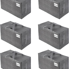 VENO 6 Pack Moving and Storage Bags, Heavy Duty, Alternative to Moving Boxes, Large Packing Totes Supplies for College Dorm Room with Zipper for Clothes, Wide Open Design (Dark Gray, 6 Pack)