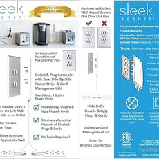 Sleek Socket Original & Patented Ultra-Thin Outlet Concealer with Cord Concealer Kit, Flat Extension Cord with Multi Outlets Power Strip, Ideal for Home Improvement, Hide Bulky and Messy Cords
