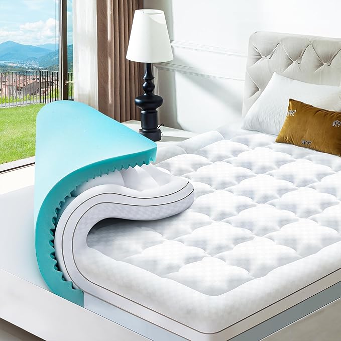 Choc chick 3.5 Inch Memory Foam Mattress Topper Twin XL, Dual Layer 2 Inch Gel Egg Crate Memory Foam Plus 1.5 Inch Down Alternative Pillow Top Mattress Pad, Support for Back Pain