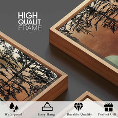 BINCUE Large Boho Mountain Wall Art Framed Wall Decor Watercolor Landscape Art Print Set of 3 for Living Room Bedroom Office 36x24 Inches