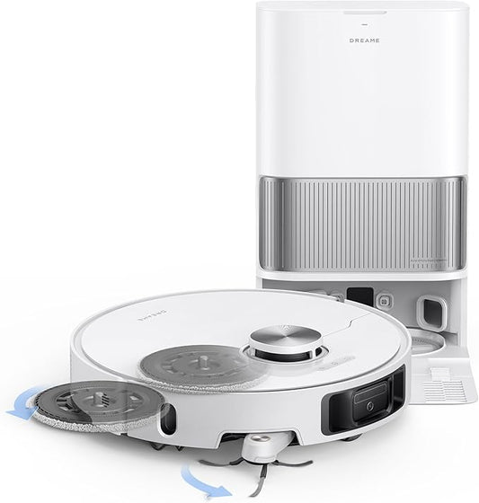 DREAME L40s Ultra Robot Vacuum and Mop, 19,000Pa Suction, Auto-Empty, Mop Self-Cleaning, 100% Detangling DuoBrush, Extending Mops and Side Brush, 1.57in Obstacle Clearing, App & Voice Control (White)