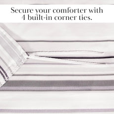 Southshore Fine Living, Inc. Oversized King Duvet Cover, Hotel Quality King Coastal Bedding Set, Easy Care, 1 King/California King Duvet Cover Set with 2 Pillow Shams - Coastal Stripe Grey