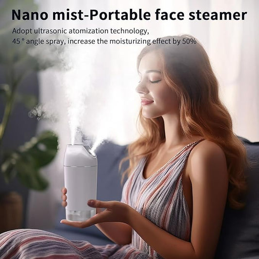 HandFan Small Portable Humidifier Rechargeable, 140ml/h Wireless Ultrasonic humidifier Battery Operated, Mini Personal Cordless Cool Mist Humidifiers, for Bedroom Office Travel Car Plants(Gray)