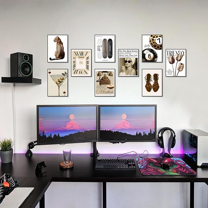 Trendy Leopard Wall Art Set of 9, Aesthetic Cheetah Wall Decor Paintings,Fashion Leopard Y2k Preppy Cheetah Posters Prints Pictures for Apartment Dorm Living Room Home Decor 8x10 Inch Unframed