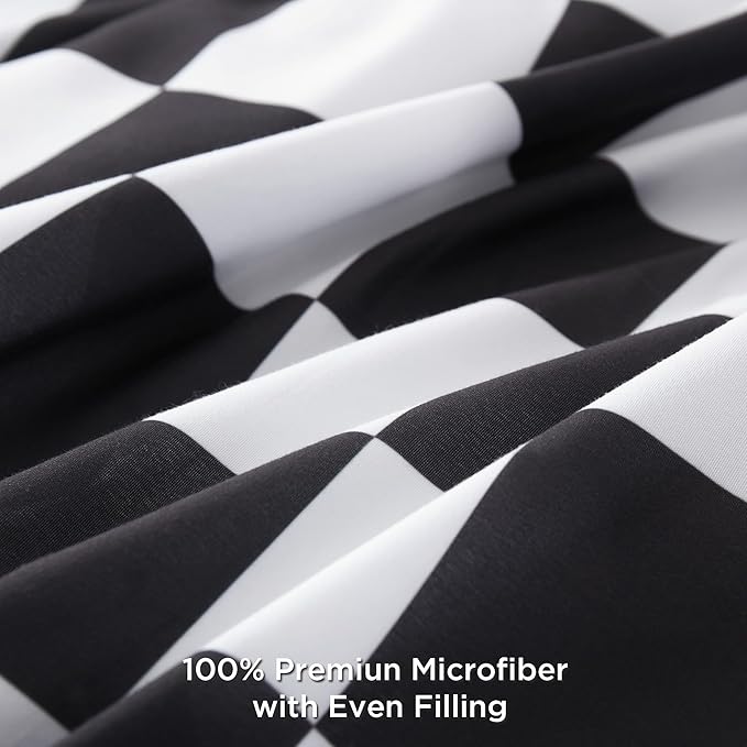 Andency Checkered Comforter Twin XL(68x92Inch), Black White Plaid Gingham Buffalo Grid Bed Set for Students Boys Kids Teens, 2 Pieces Lightweight Microfiber Geometric Dorm Bedding