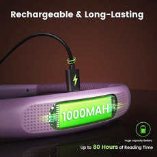 Glocusent Book Light, 3-Color & 6-Brightness Reading Light, Bendable Neck Light, 80-hr Lasting Rechargeable Book Light, Perfect Reading Lights for Books in Bed, Knitting, Repairing, Book Lovers Gifts