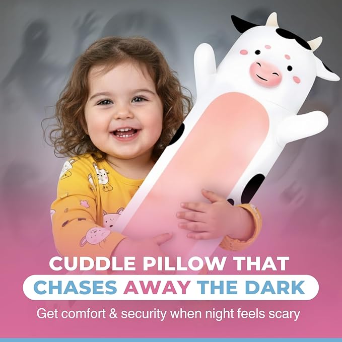 Cow Print Plush Body Pillow for Kids | Long Stuffed Animal Cuddle Pillow | Soft Hugging Toy | Plushie Gift for Girls & Boys | Long Plush Body Pillow for Sleep & Comfort | Small, 23 Inches