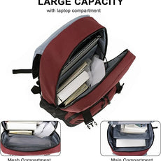 WOLT Laptop Backpack with USB Charging Port Fits Up to 17 Inch Laptop, College Backpack for Men Women, Computer Business Bookbag, Red