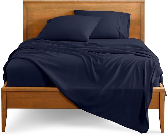 Bare Home Ultra-Soft Queen Sheet Set - Luxury 1800 - Hydro-Brushed - Deep Pockets - Easy Fit - 4 Piece Set - Bed-ding Sheets & Pillowcases (Queen, Midnight Blue) BareHome