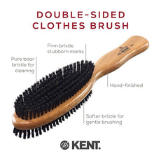 Kent CC20 Double Sided Cherrywood Clothes Brush and Lint Remover, Firm Side for Dust and Dirt, Soft Side for Gentle Brushing for Keeping Fabrics Free from Fibres, Fluff and Pet Hair, Made in England