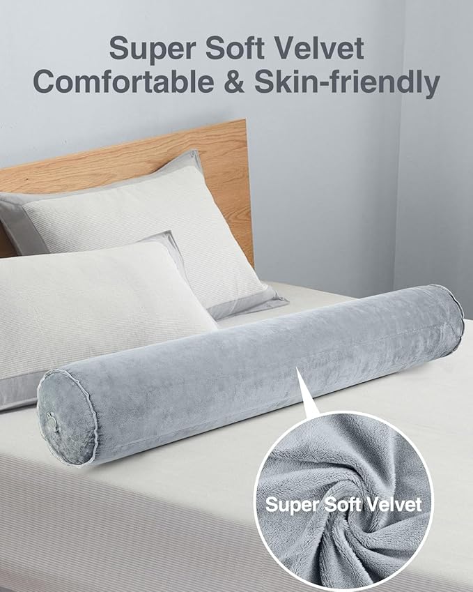 Luxtude Inflatable Body Pillow for Adults Kids, Travel Body Pillows for Side Sleeper, 47Inch Long Round Bolster Pillow for Camping, Round Cylinder Pillows for Hugging Sleeping, Back, Leg etc.