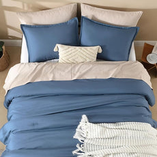Litanika Comforter Set, Lightweight Solid Bedding Comforter Set, Fluffy Down Alternative Bed Set, Haze Blue, Oversized Queen
