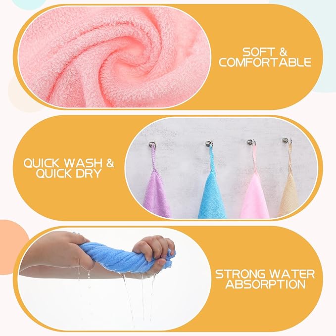 Newwiee 40 Pcs Wash Cloth Bulk Cotton Bath Hand Face Washcloths Soft Quick Drying Towel for Women Bathroom Washing Body Viscose Fiber Multipurpose Fingertip Rags(Bright Color,10 x 10 Inch)