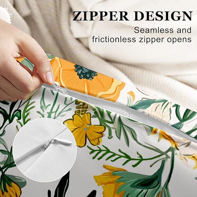 Microfiber Body Pillow Cover with Hidden Zipper,Comfortable Fabric,Floral Print Pattern Body Pillow Case,Lightweight and Breathable,The Size is 20 "X 54"(Flower-11)