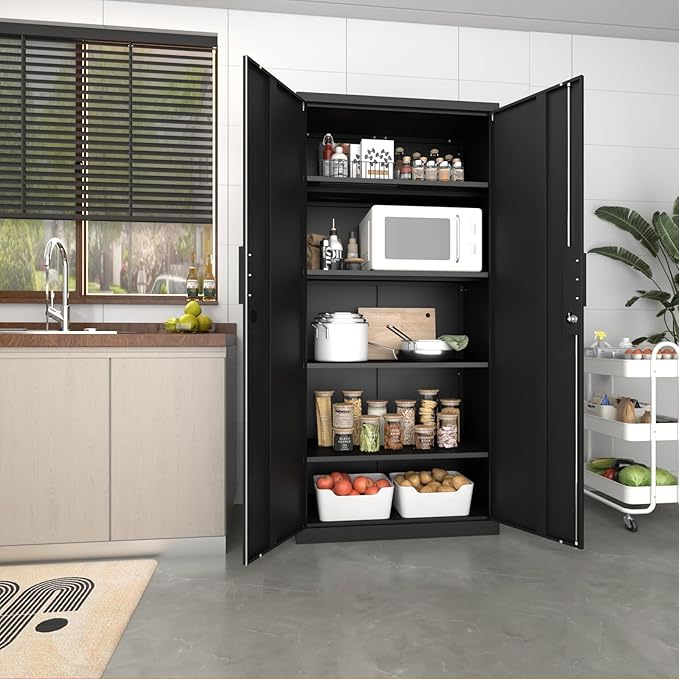 Metal Garage Storage Cabinets with Doors and Adjustable Shelves,72" Lockable Storage Cabinet for Home Office,Garage,School