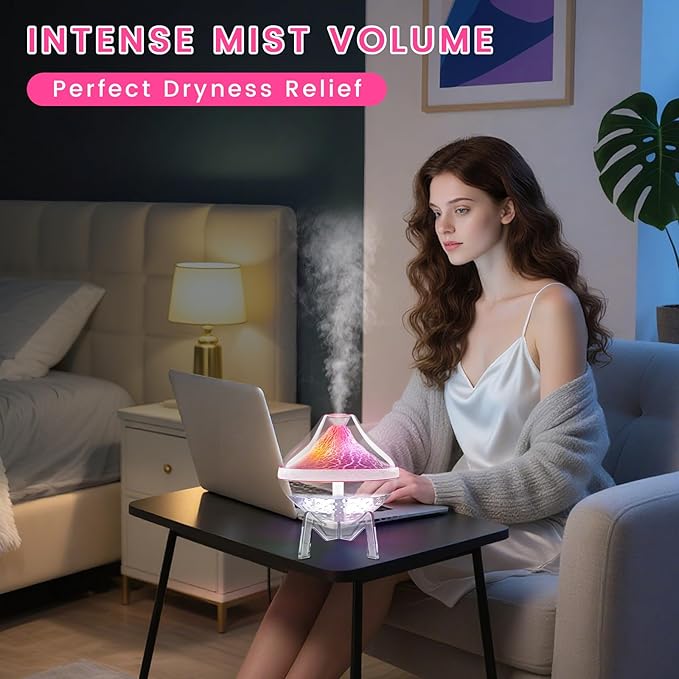 Small Humidifiers for Bedroom Cool Mist Ultrasonic,Baby Humidifier with Humidity Sensor Auto Shut Off LED Colorful Gradient Light Mini Humidifier For Plants,Bedroom,Baby Room,Office, Home（White)