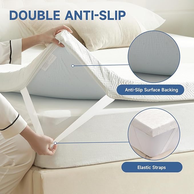 3 Inch Memory Foam Mattress Topper Full, Memory Foam Pad with Removable & Washable Cover, Bed Topper for Back Pain, Non-Slip Ventilated Design, Full Size