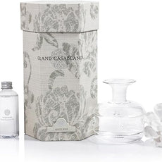 Zodax Grand Casablanca Reed Diffuser - Home Fragrance Oil Diffuser Ideal for Living Room, Bathroom, Office - Porcelain Flower Design - Gift Box Packaging Included - White Rose - 6.76 Oz.