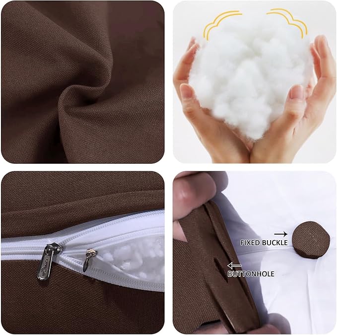 WOWMAX 85% Linen 15% Cotton Blend Headboard Pillow – California King Size Reading Wedge Backrest for Bed, Handmade Firm Support Bolster Cushion with Removable Cover, Premium Bed Rest Pillow, Brown