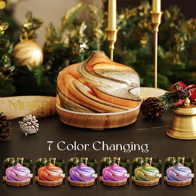 Porseme 500ml Glass Essential Oil Diffuser Aromatherapy Ultrasonic Cool Mist Humidifier 15-21 Running Hours Waterless Auto-Off Air Diffusers for Sleeping,Yoga,Office Working,Spa and Rest (Deep Desert)