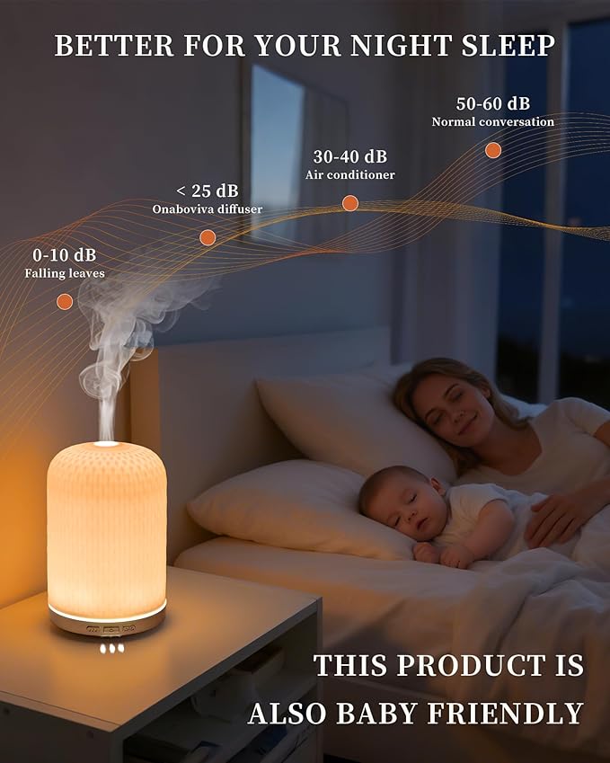 Essential Oil Diffuser for Home, 120ML Diffusers for Essential Oils Large Room, Ceramic Diffuser with USB Cable, Warm Ambient Light, Aromatherapy Diffuser Home Decor, Gift Choice, Pink