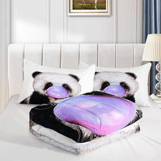 CVHOUSE Panda Bedding Set - Twin Panda Comforter & 2 Pillow Cases - Cute Kawaii Quilt Set for Girls, Kids & Teens