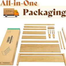 AMERLIFE Queen Size Solid Wood Bed Frame with Headboard, Minimalist Platform Bed with Wood Slats Support/No Box Spring Needed/Easy Assembly/Noise-Free, Natural