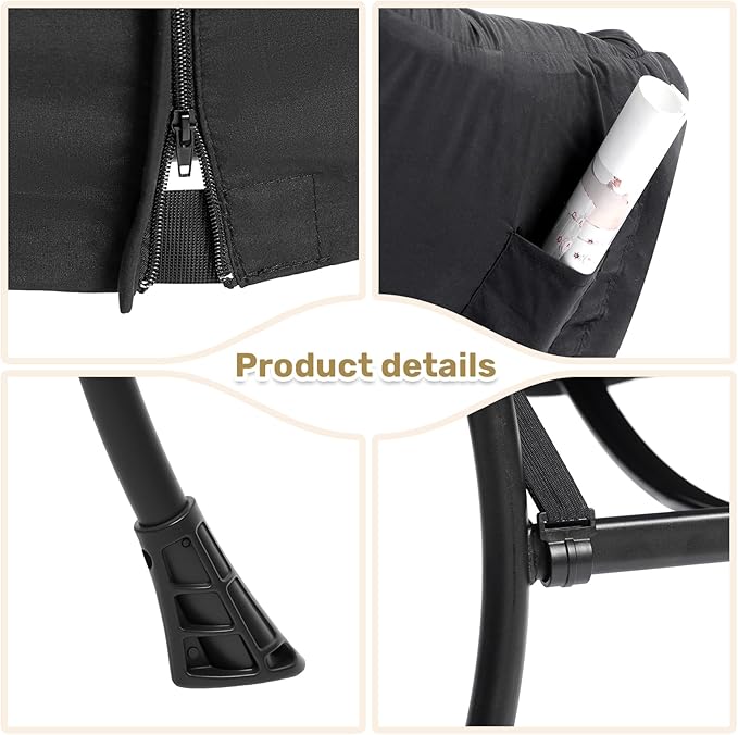 HollyHOME Lazy Chair with Armrest and Side Pocket, Comfy Accent Lounge Chair,Leisure Sofa Armchair for Living Room, Bedroom, Dorm, or Small Spaces, Oversized Reading Sofa Chair,Black