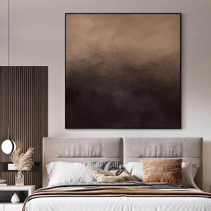 72"x72" XL Framed Wall Art - Moody Abstract Landscape Brown/Beige Tone (Frame Assembly Required)