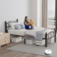 Twin XL Bed Frame, Noise-Free Design & Underbed Storage Heavy Duty Metal Bed Frames with Headboard No Box Spring Needed/Tool-Free Assembly