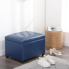 Joveco Faux Leather Storage Ottoman Bench Rectangle 24 Inch Foot Rest Ottomans