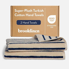 Brooklinen Super-Plush Turkish Cotton Hand Towels - Set of 2 - Cotton, 820 GSM, Highly Absorbent, Machine Washable, Perfect for Home & Bathroom (20
